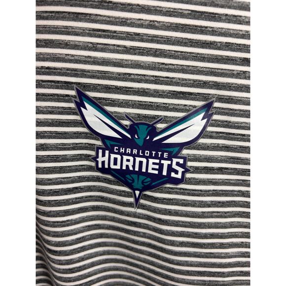 NWT Charlotte Hornets Columbia Polo Shirt Men’s Medium Gray Stripe Omni-Wick - Picture 10 of 10